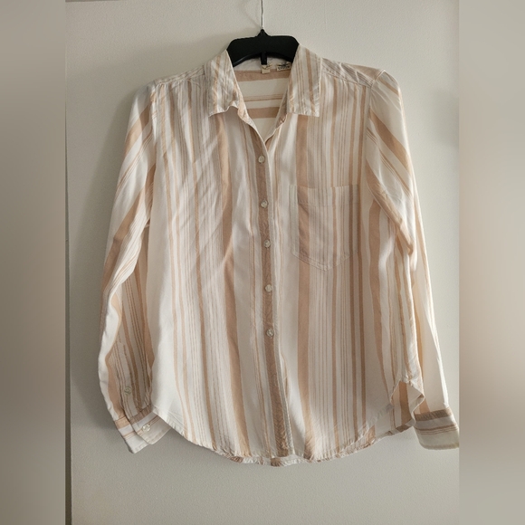 Sky and Sparrow White and Tan Button Down Shirt - Picture 1 of 5